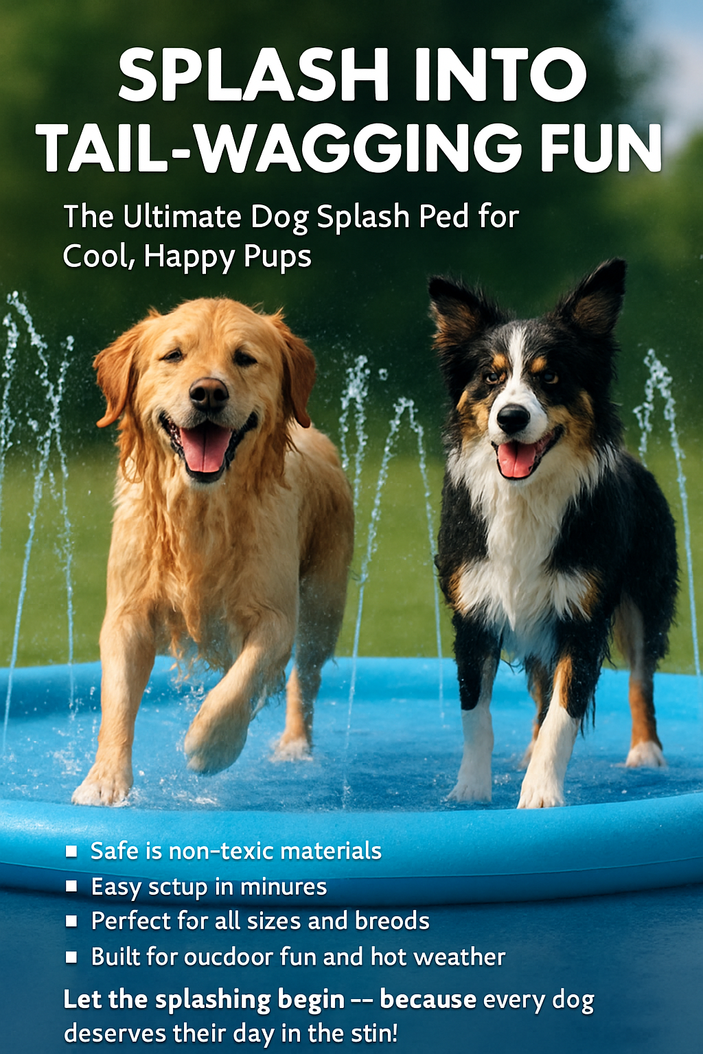 Splash Pad Anti-Slip Splash Pad for Kids & Dogs Durable Summer Outdoor Water Toys