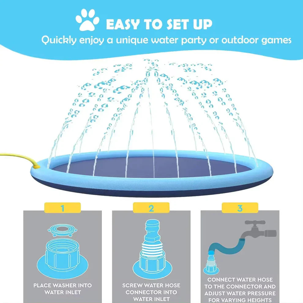 Splash Pad Anti-Slip Splash Pad for Kids & Dogs Durable Summer Outdoor Water Toys