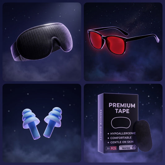 The Night Reset Bundle — Mask + Mouth Tape + Earplugs + Red Glasses